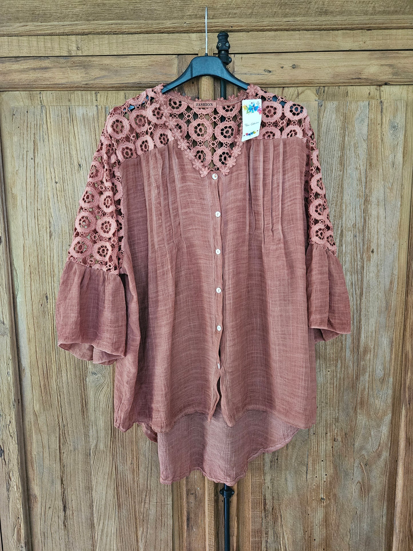 Flower lace blouse plus