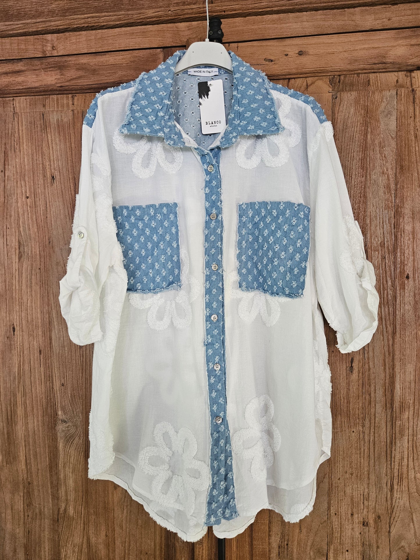 Dotty flower jeans blouse