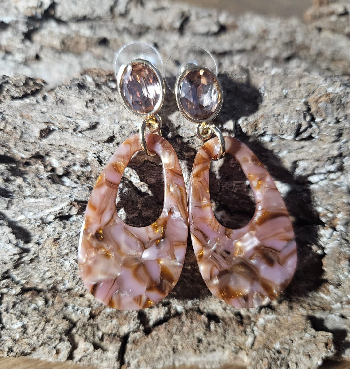 Oorbellen goud/oud roze