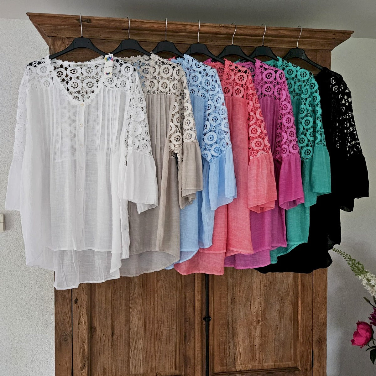 Flower lace blouse plus