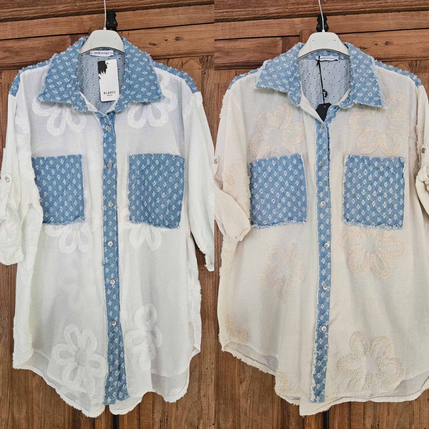 Dotty flower jeans blouse