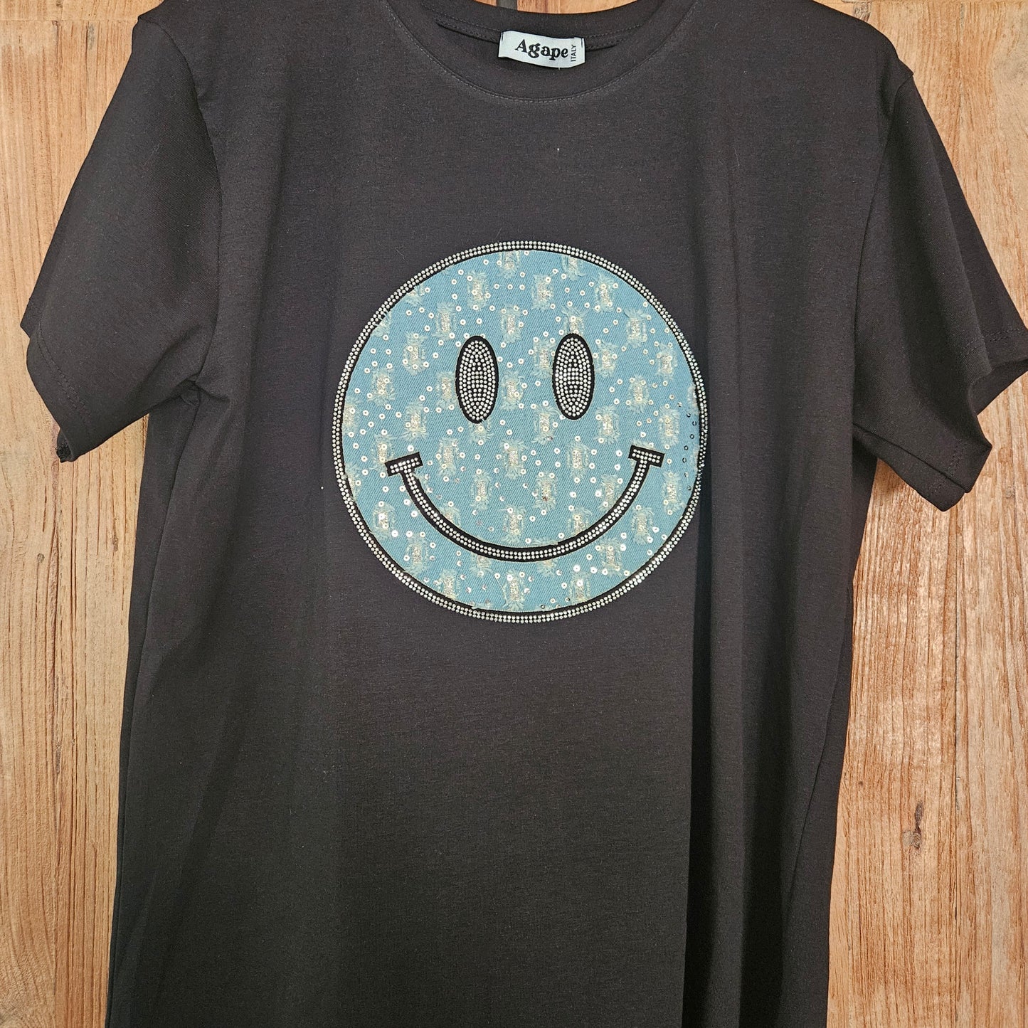 T-shirt zwart smile