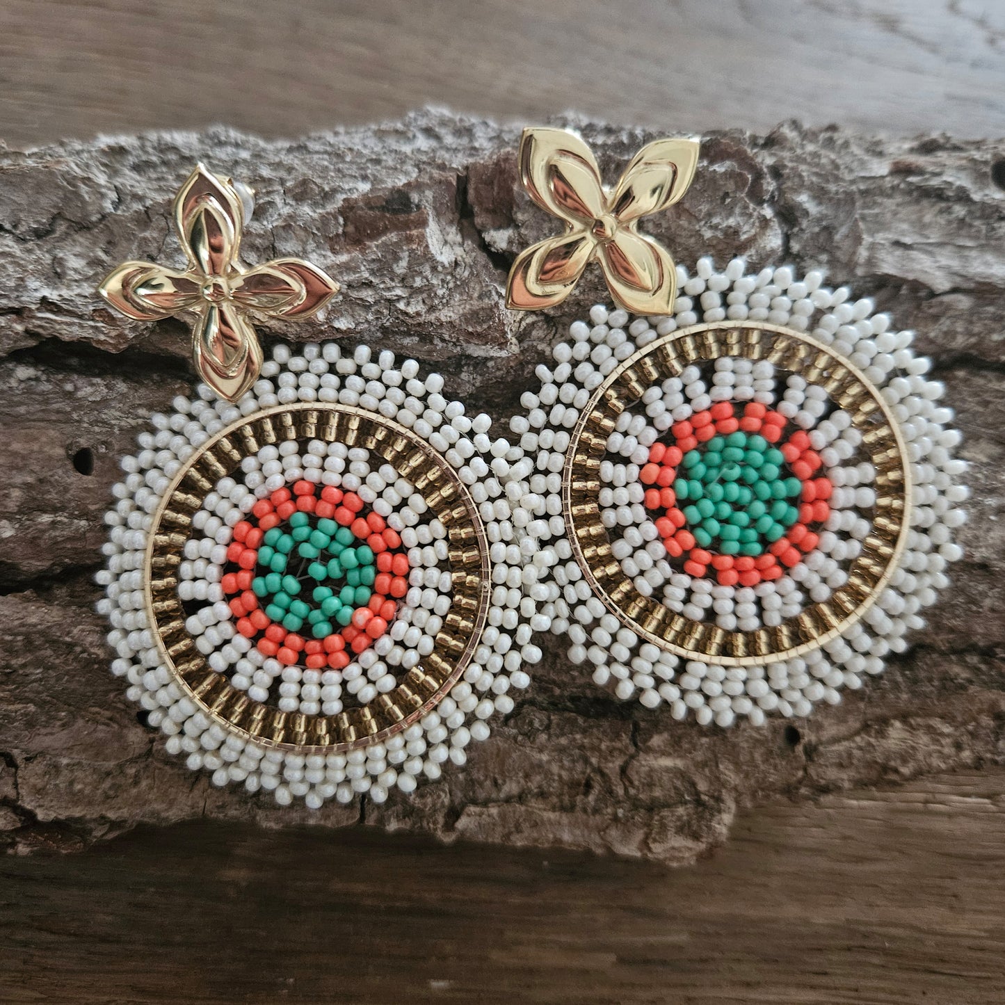 Oorbel cirkel wit oranje