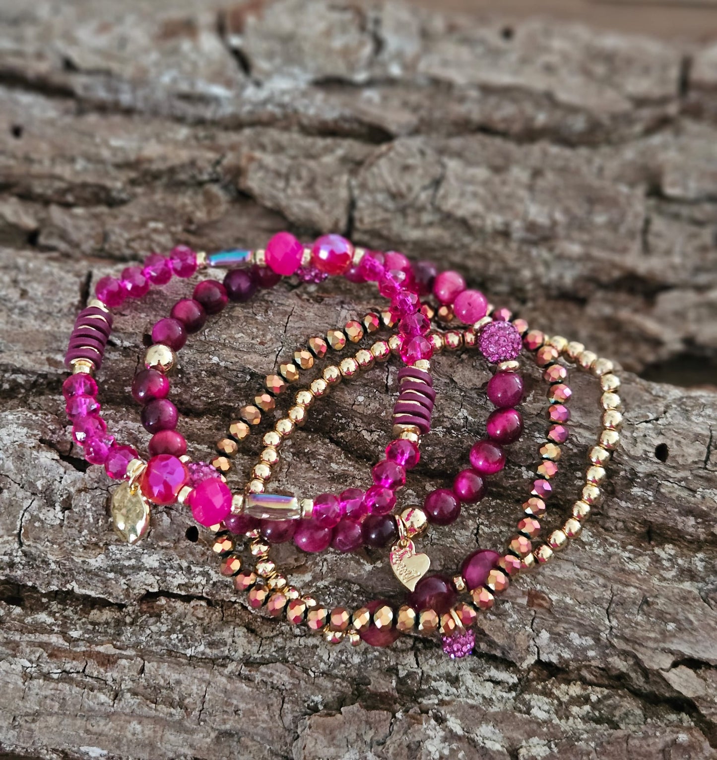 Armband goud/magenta