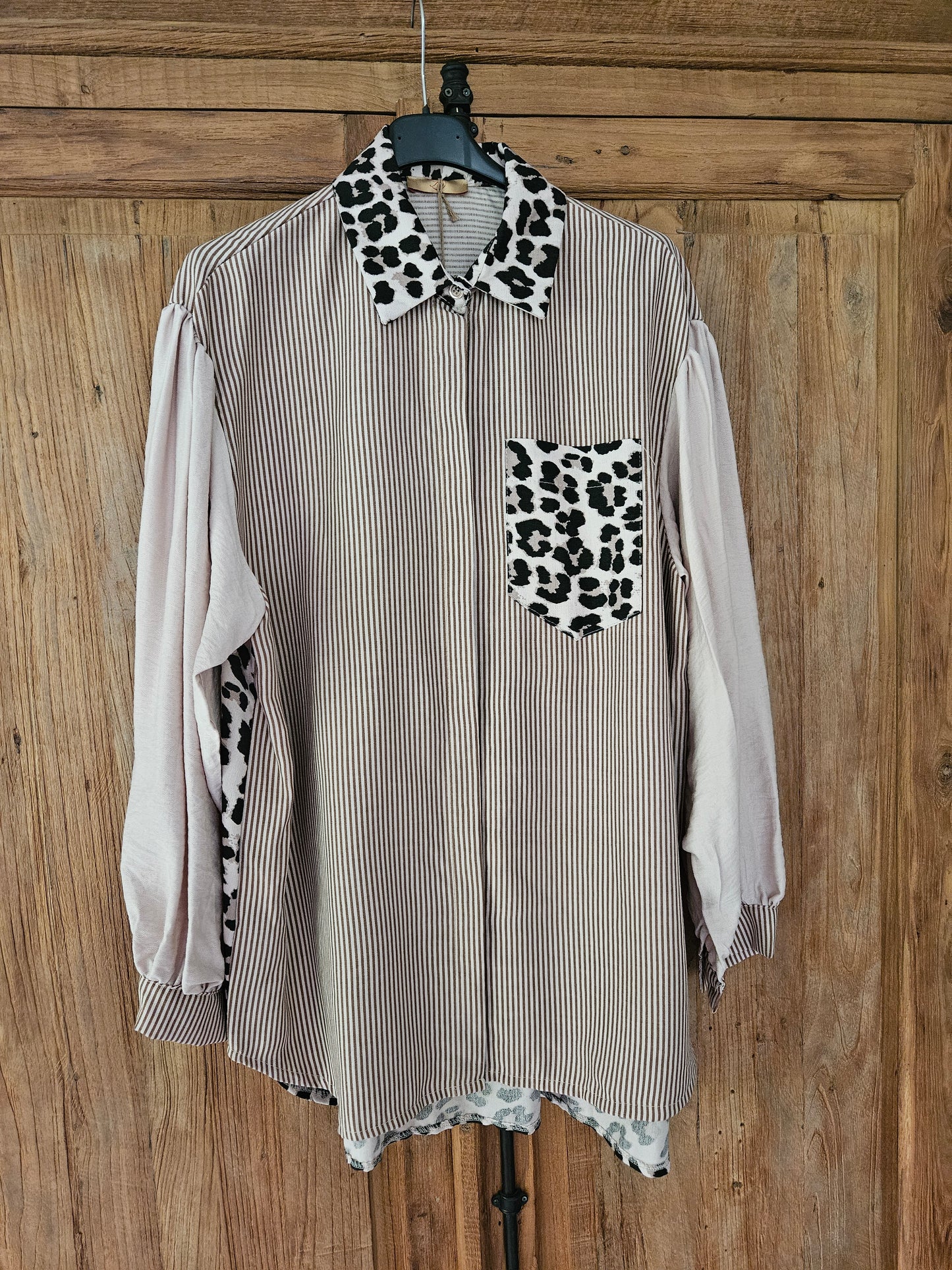 Blouse striped leopard