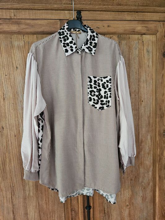 Blouse striped leopard