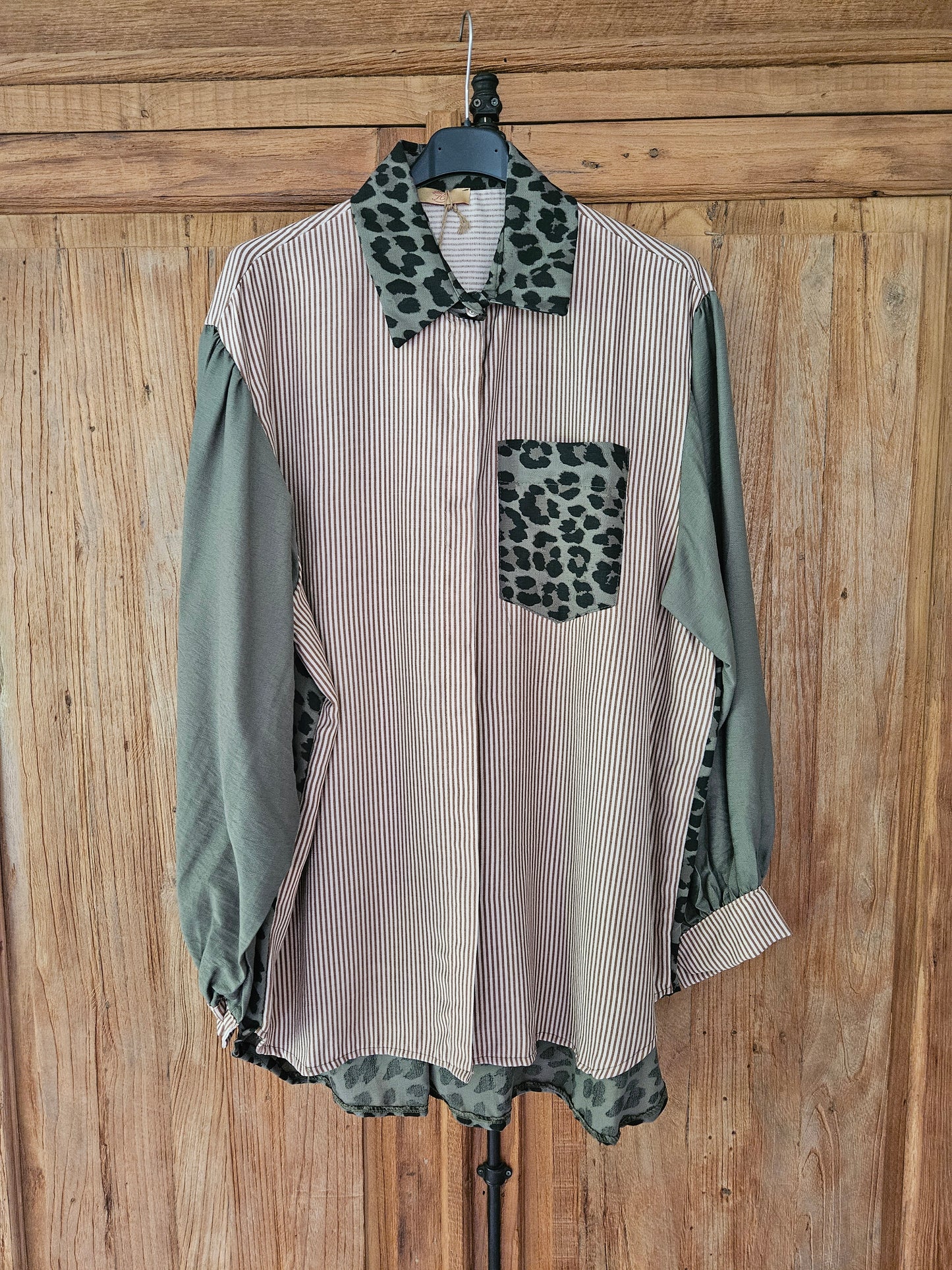 Blouse striped leopard