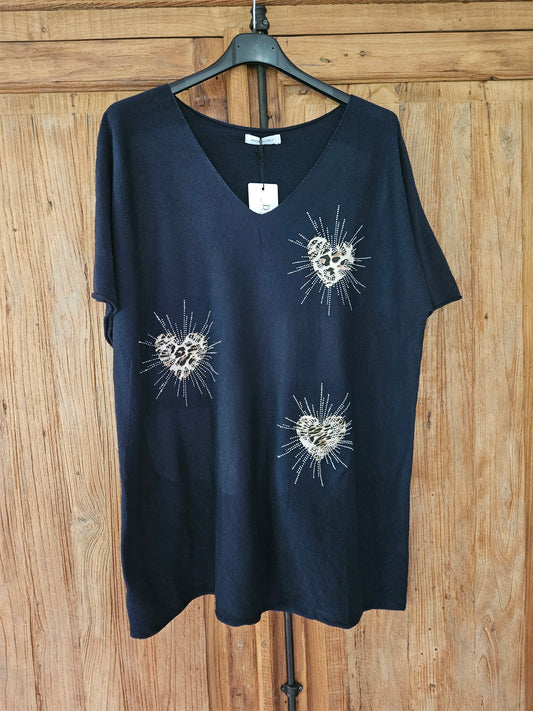 Little hearts glitter top