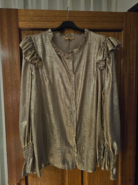 Gold blouse ruffle