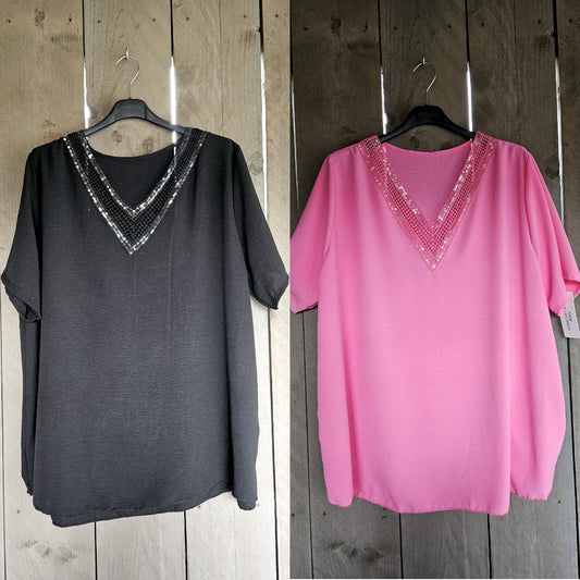 Blouse glitter V