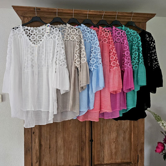 Flower lace blouse plus