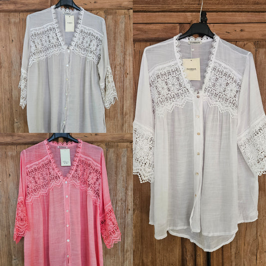 Flower lace blouse korte mouw