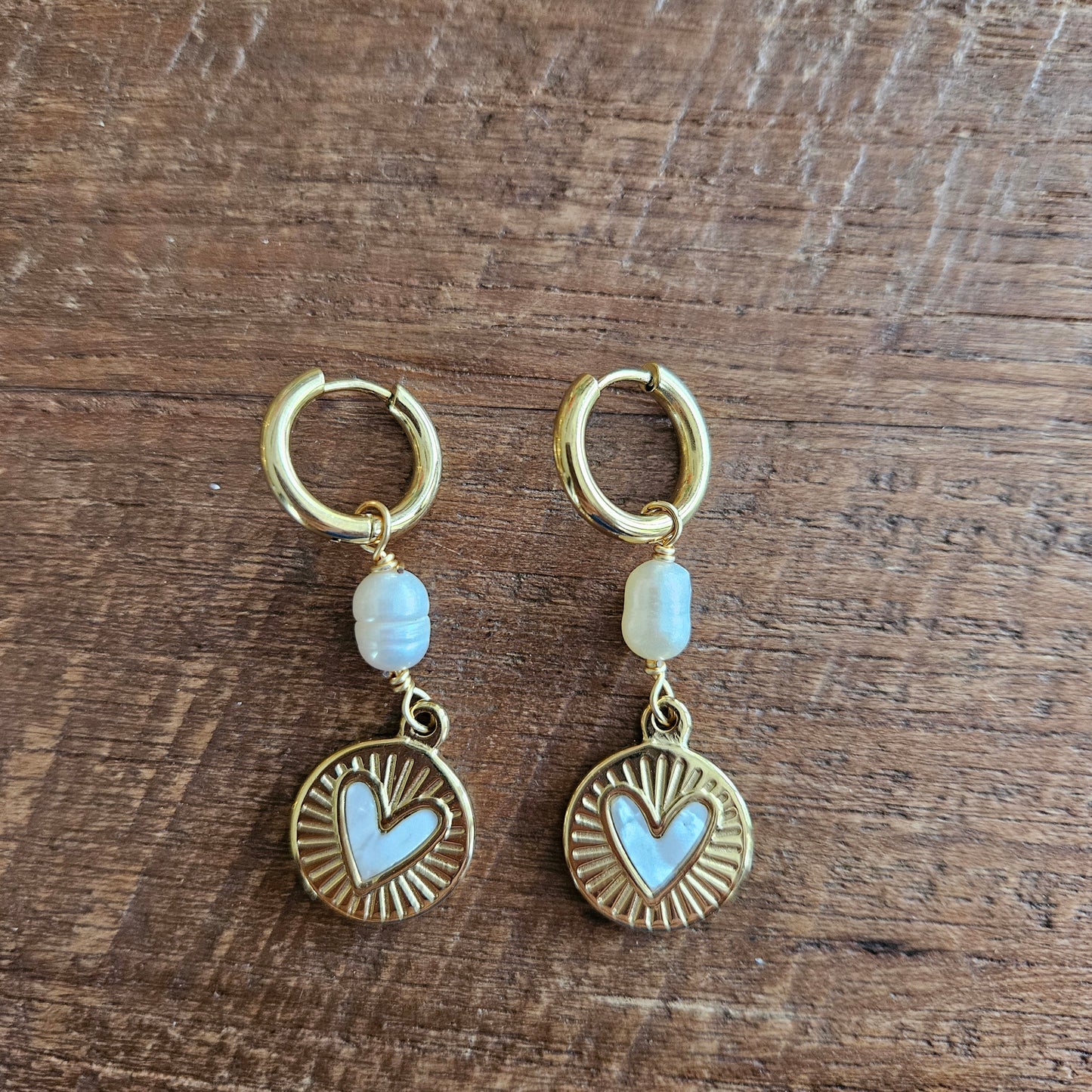 Oorbel hanger coin hart