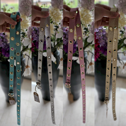 Metallic leren riem (135 cm)